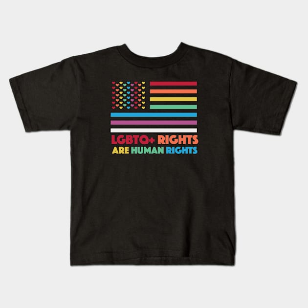 LGBTQ+ Rights Are Human Rights Kids T-Shirt by SLAG_Creative
